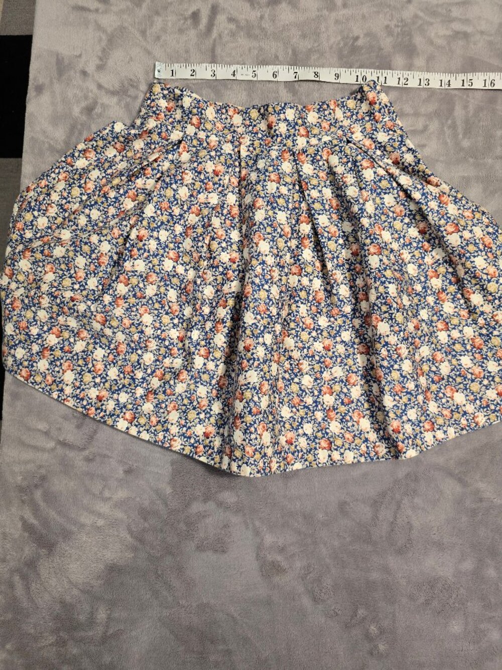 Twik Simons Blue Ditsy Floral Pleated Mini Skirt Cotton Stretch XS Made in Canad